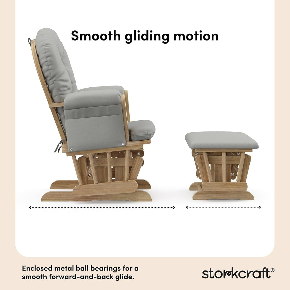Storkcraft Premium Hoop Glider & Ottoman, Natural/Light Gray