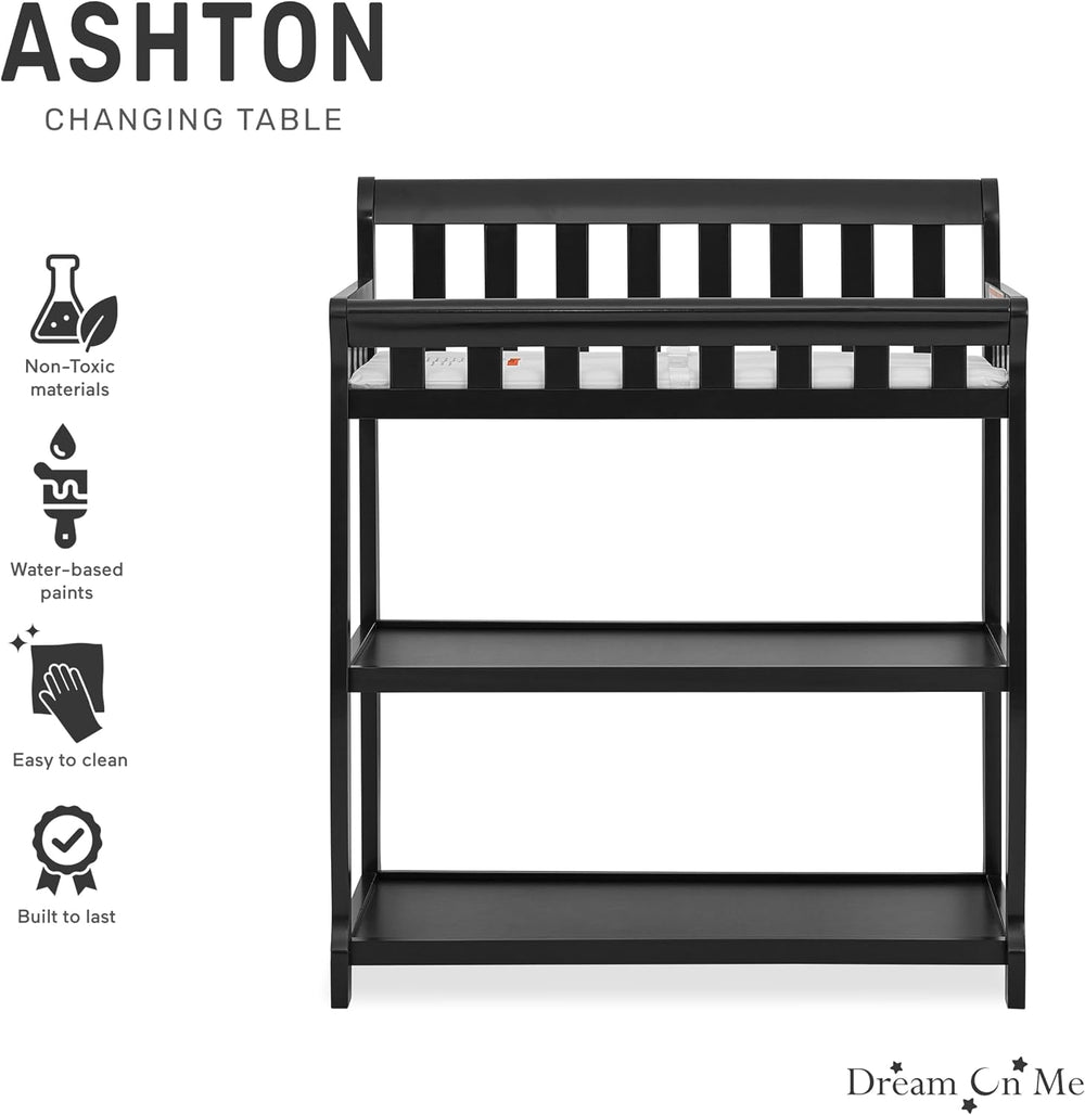 Dream On Me Ashton Changing Table, Black , 34x20x40 Inch (Pack of 1)