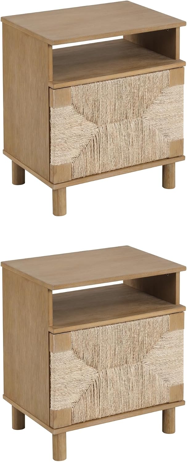 Nathan James Beacon Wood Nightstand, Bohemian Accent Table or Sofa Side Table...