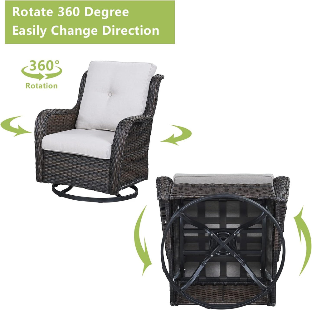 Rilyson 5 Piece Outdoor Patio Furniture Set - Rattan Wicker Patio Conversatio...