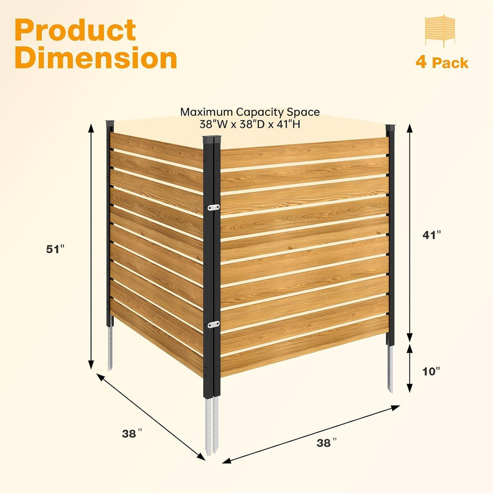 Aoxun 4 Panels Wood Privacy Screen, 41" x 38" No-Dig Air Conditione...
