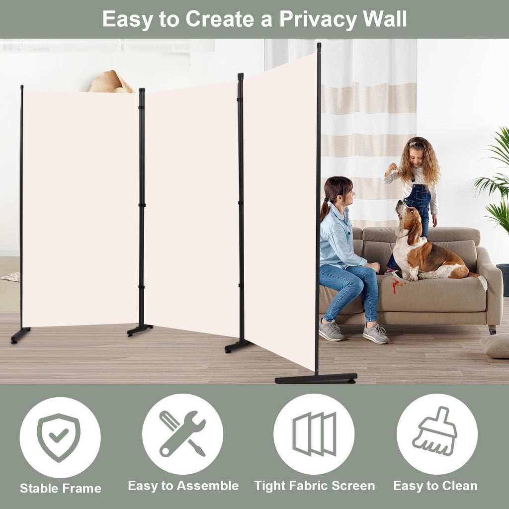 Room Divider 3 Panel Folding Privacy Screen, Round Pad Design Wall Divider