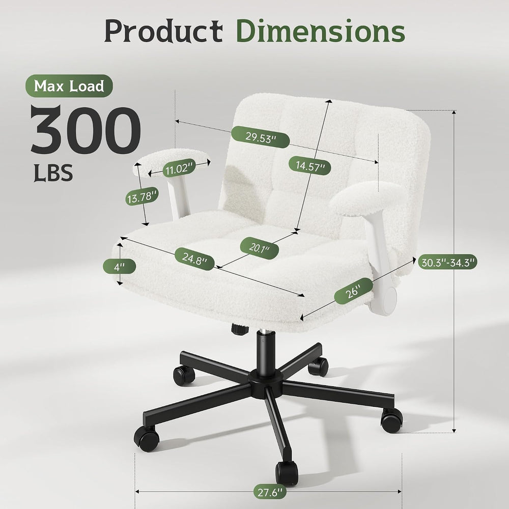 DurayLoly Criss Cross Chair with Wheels & Flip-Up Arms, Height Adjustable