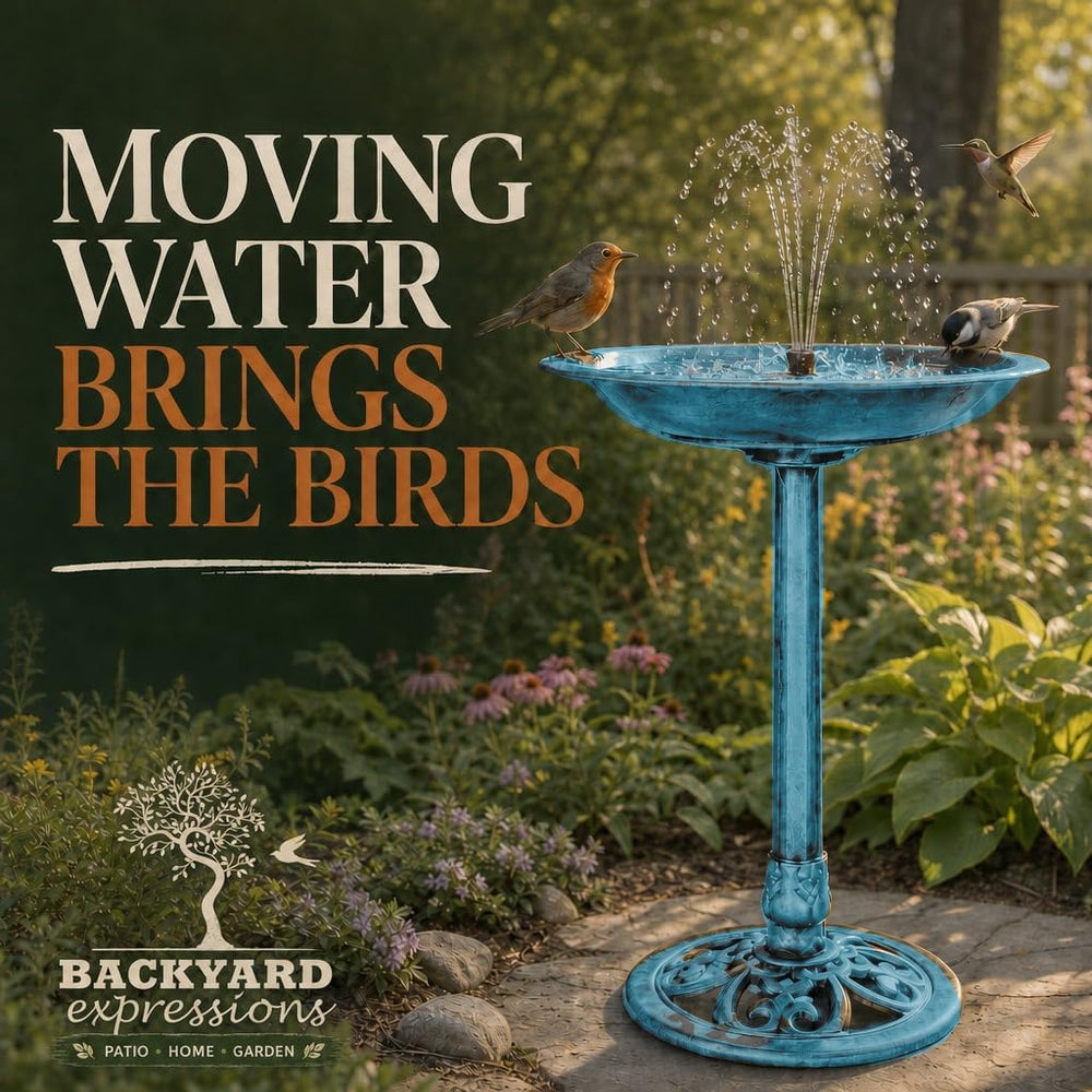 Backyard Expressions Blue Bird Bath for Outside, Solar Bird Bath Fountain