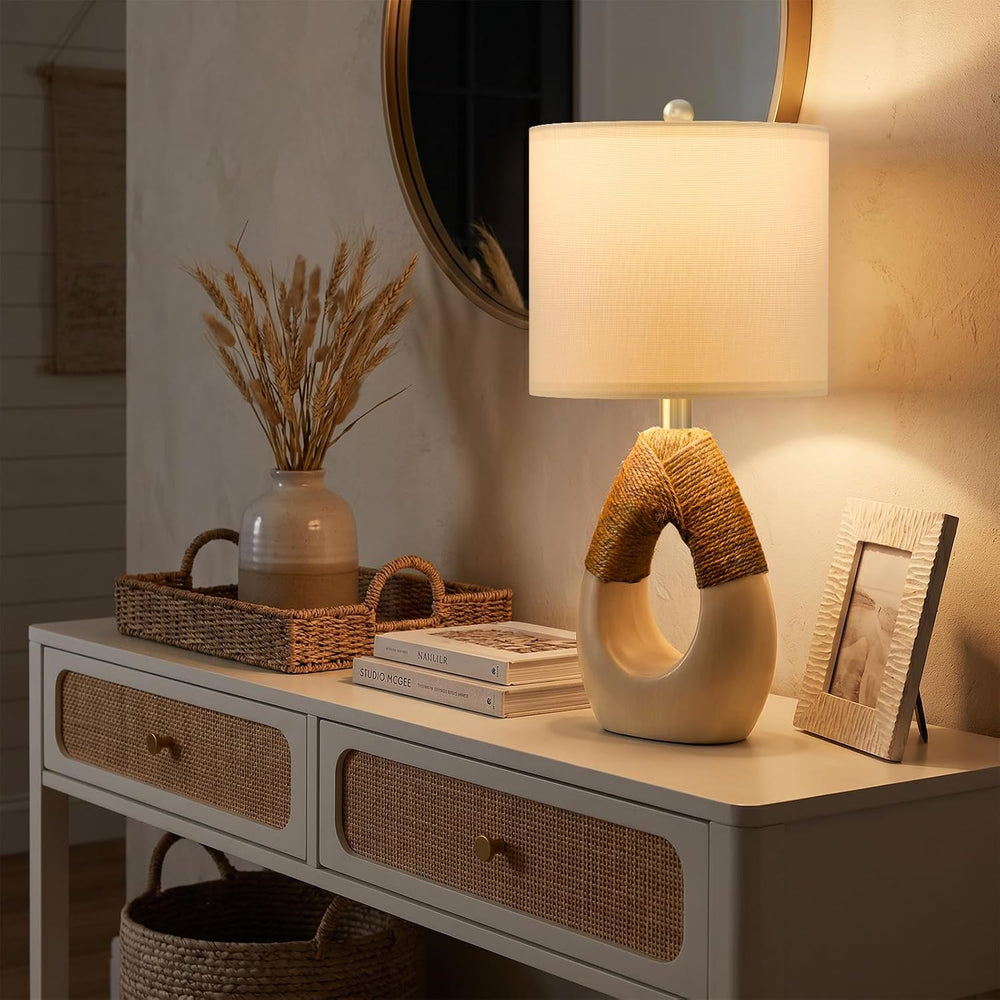 OYEARS 19” Boho Table Lamps Bedroom Living Room,Suitable for Small Space,Farm...