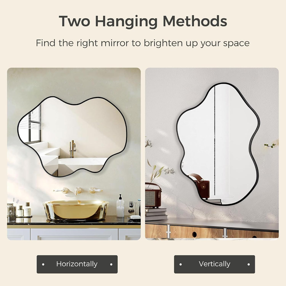 CULER Irregular Black Bathroom Wall Mirror,22 x 30 Inch Asymmetrical