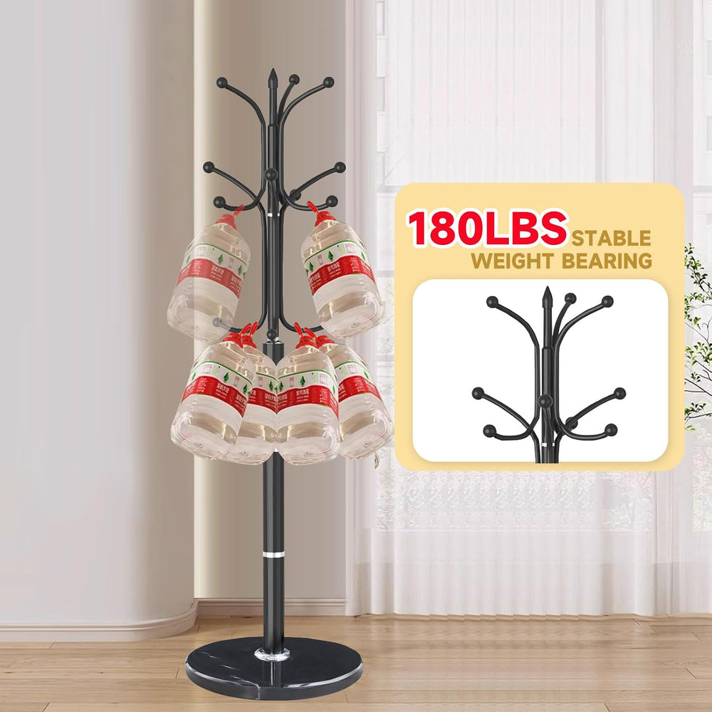 Coat Rack Stand,Black Metal Coat Rack Freestanding with 12 Hooks