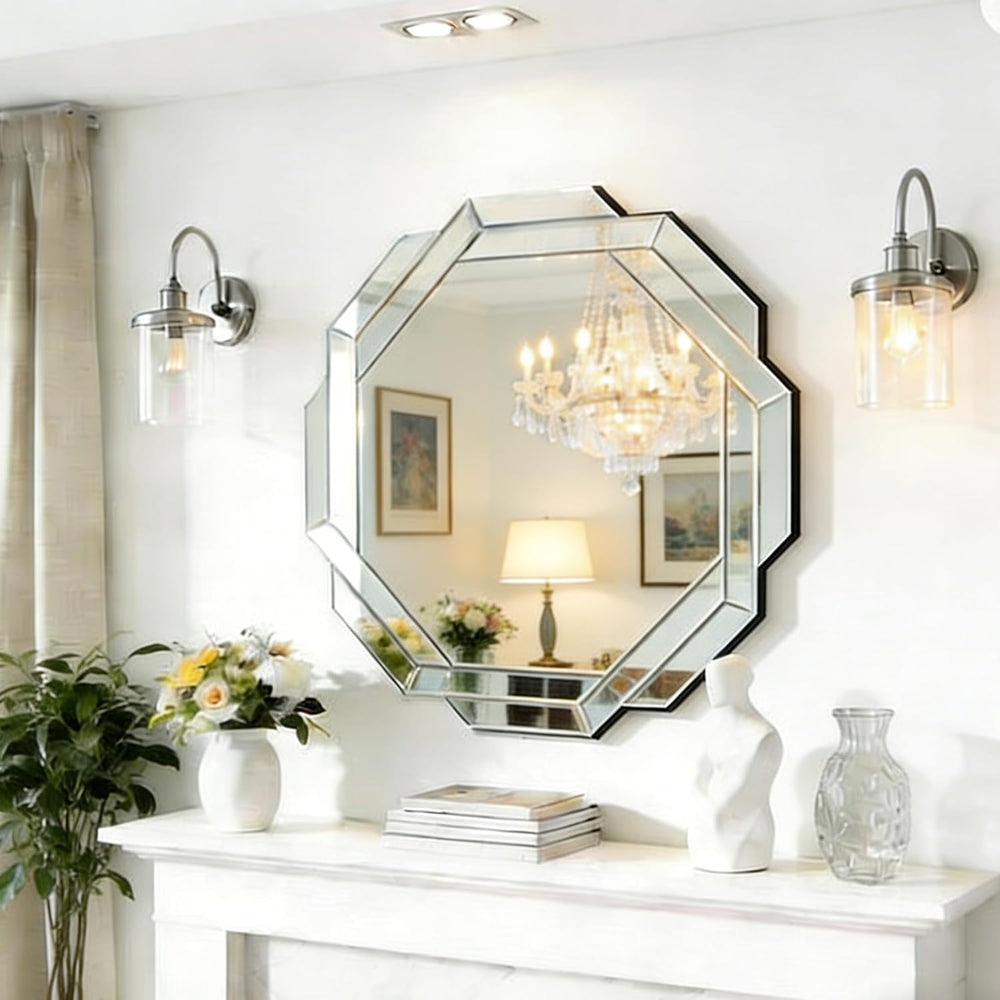 Chende 32" x 32" Large Wall Mirror for Elegant Living Room, Modern ...