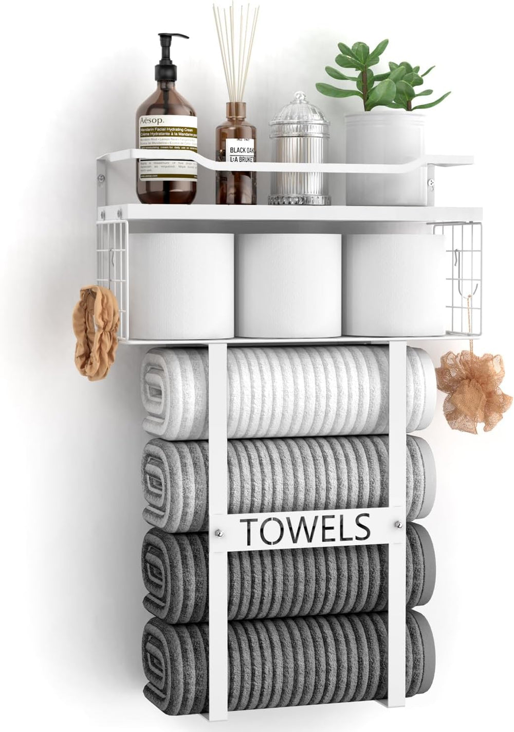 Towel Racks for Bathroom Wall Mounted - Bath Wall Towel Holder Set Above Toil...