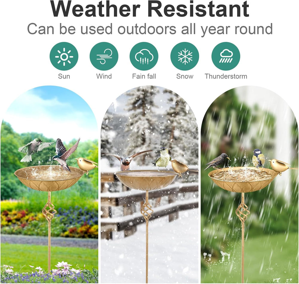 Bird Bath for Outside, Metal Birdbaths & Bird Feeder for Outdoors