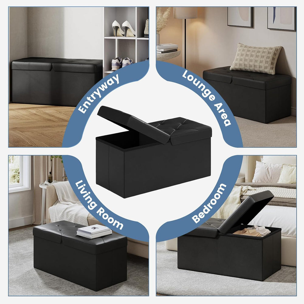 DUMOS 30 Inch Folding Storage Ottoman Bench with Flipping Lid