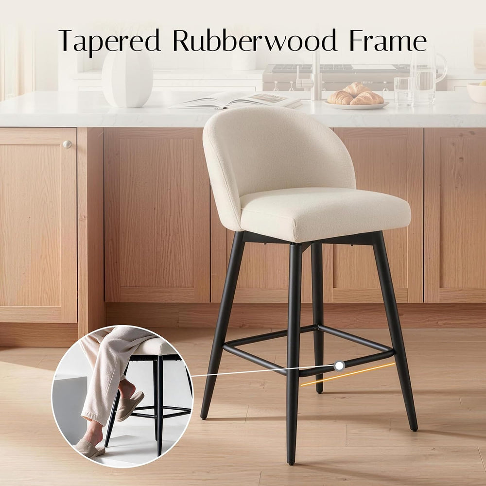 Zerel's Home 26" Counter Height Bar Stool Set of 3,Linen Fabric Upho...