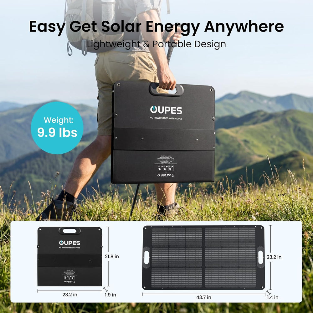 OUPES 100W Portable Solar Panel, Solar Charger for Portable Power Stations