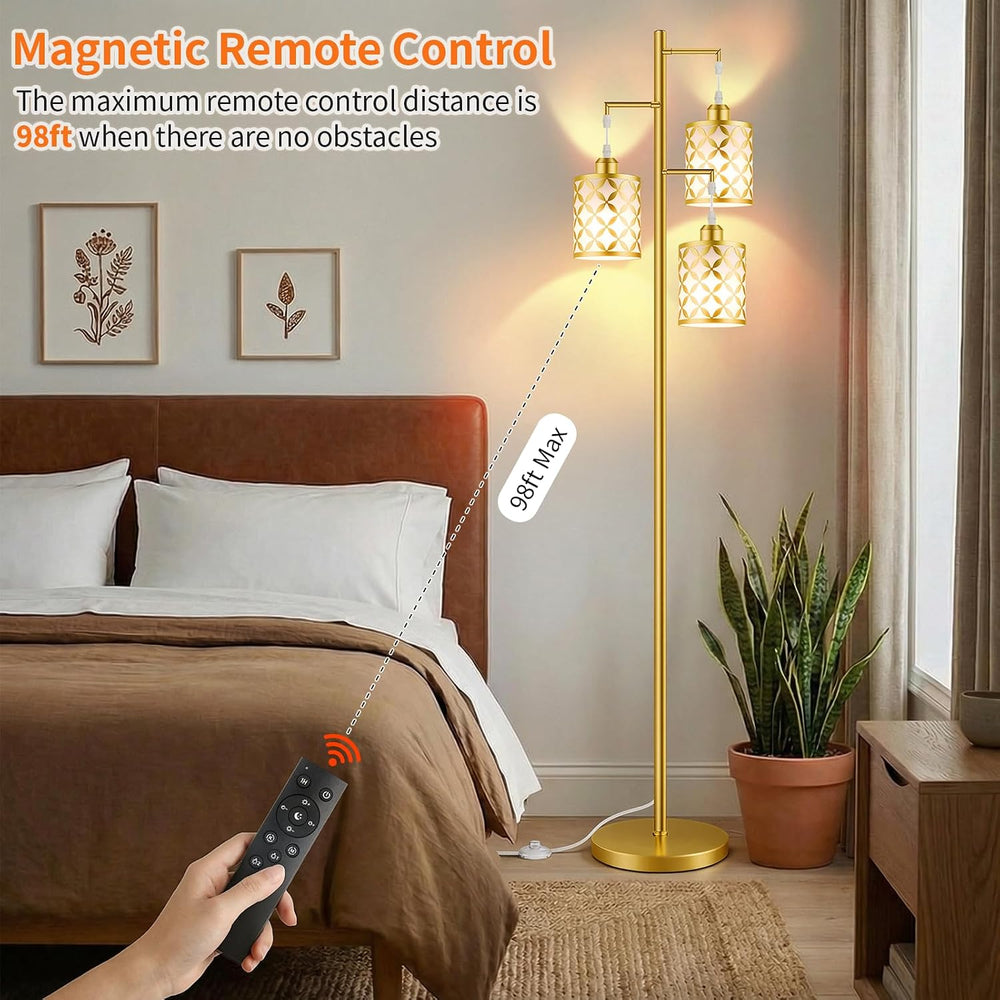 72" Dimmable Floor Lamp with Remote & Timer, Modern Industrial Stand...