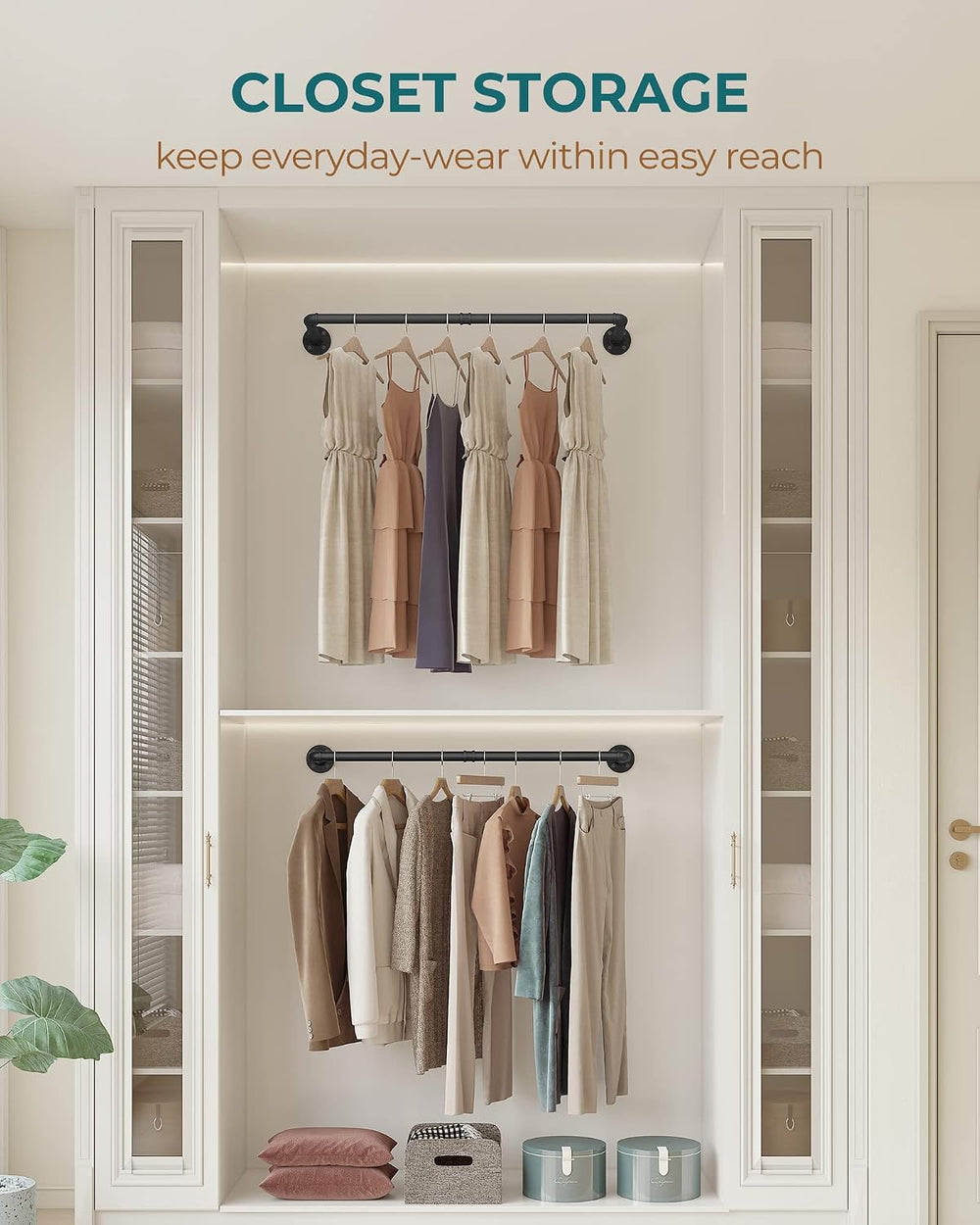 OROPY 38.4" Industrial Pipe Clothes Rack Wall Mounted, Heavy Duty, 2 Pack