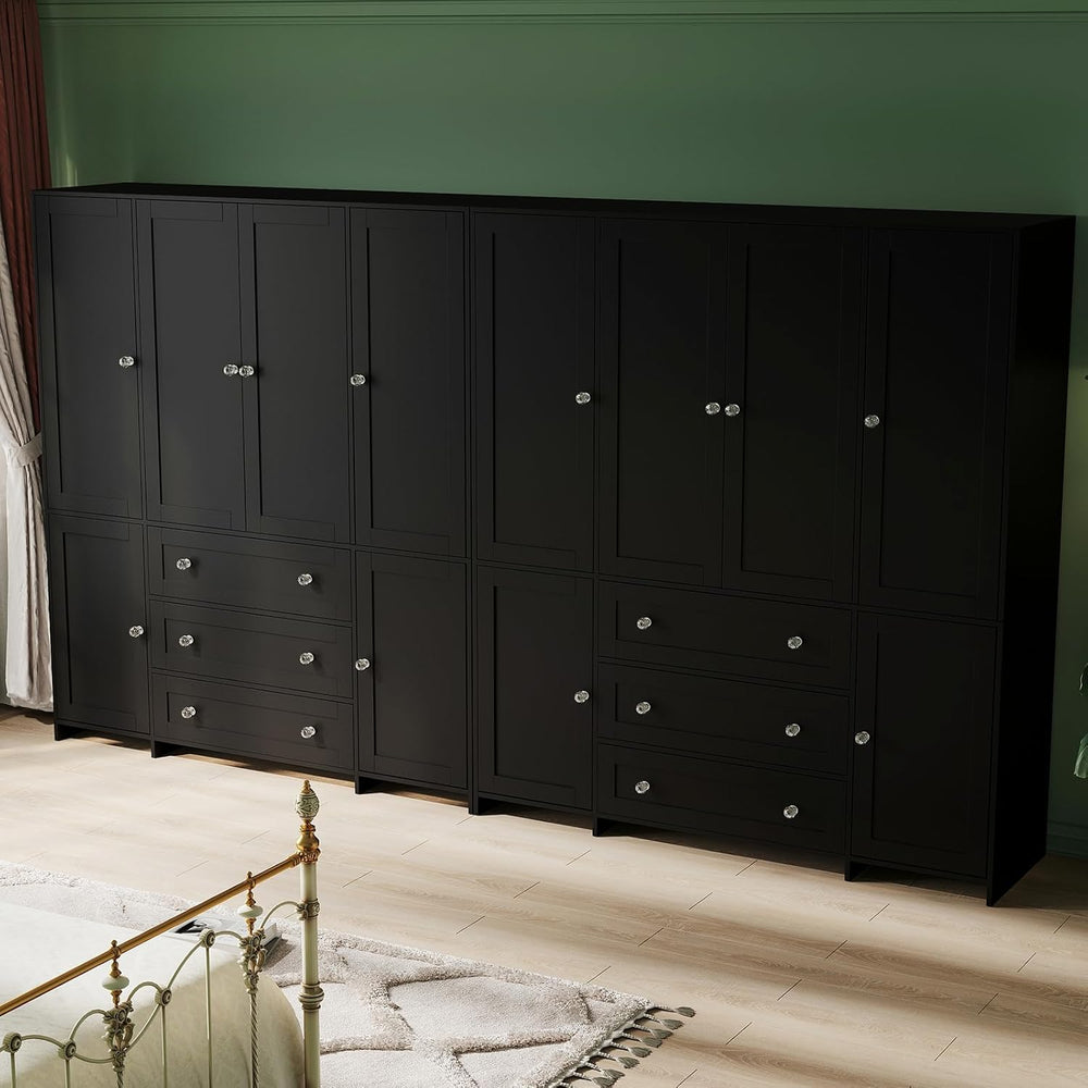 VOWNER 71" Armoire Wardrobe Closet with Drawers and Mirror, 6 Doors