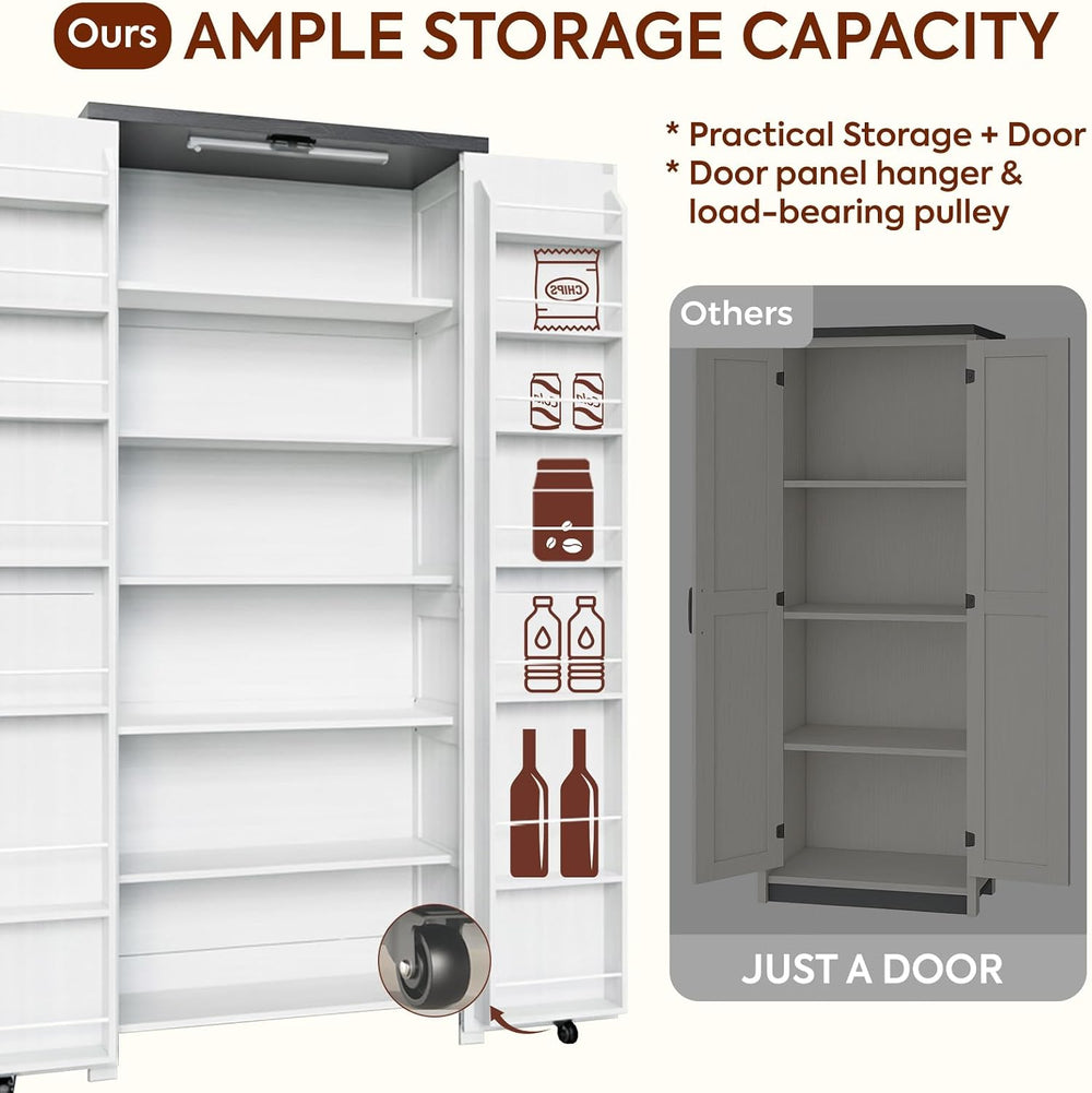 NEWOWNDS 72" H Craft Storage Cabinet with LED Lights