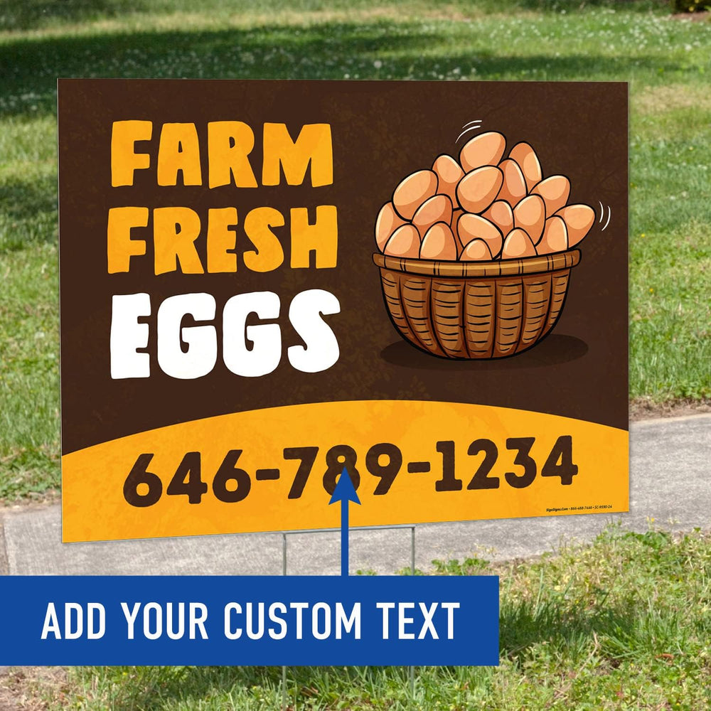 Custom Farm Fresh Eggs Sign, Personalize for Business and Outdoor Yard Sign, ...