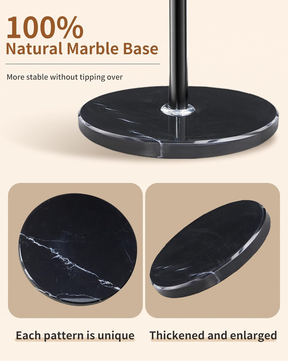 Metal Coat Rack Freestanding with 360°Rotary 14 Hooks Marble Base