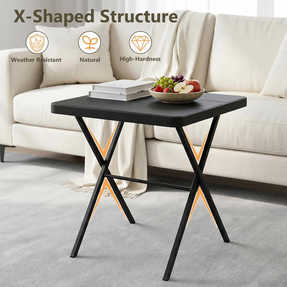2 Pack Folding Table and 4 Pack Folding Chair, No Assembly Portable Folding T...