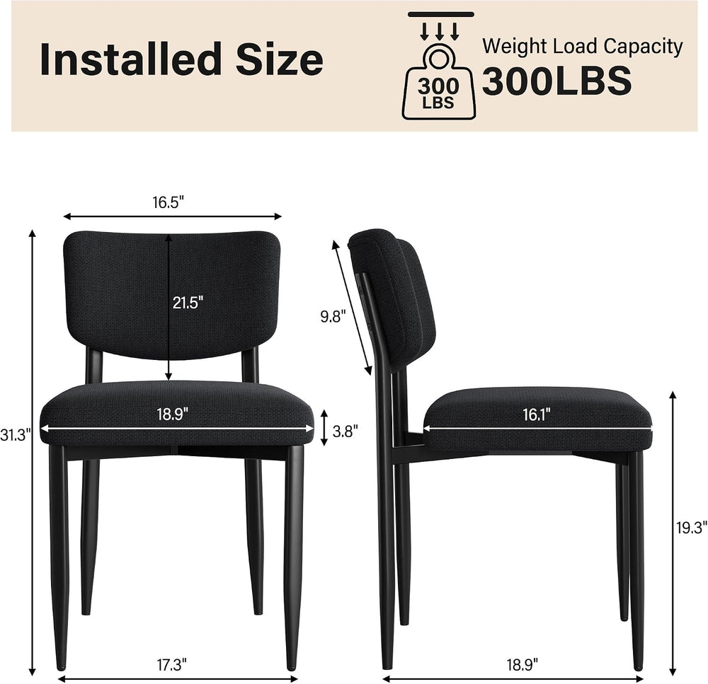 Modern Dining Chairs Set of 6, Fabric Kitchen Chairs,Black