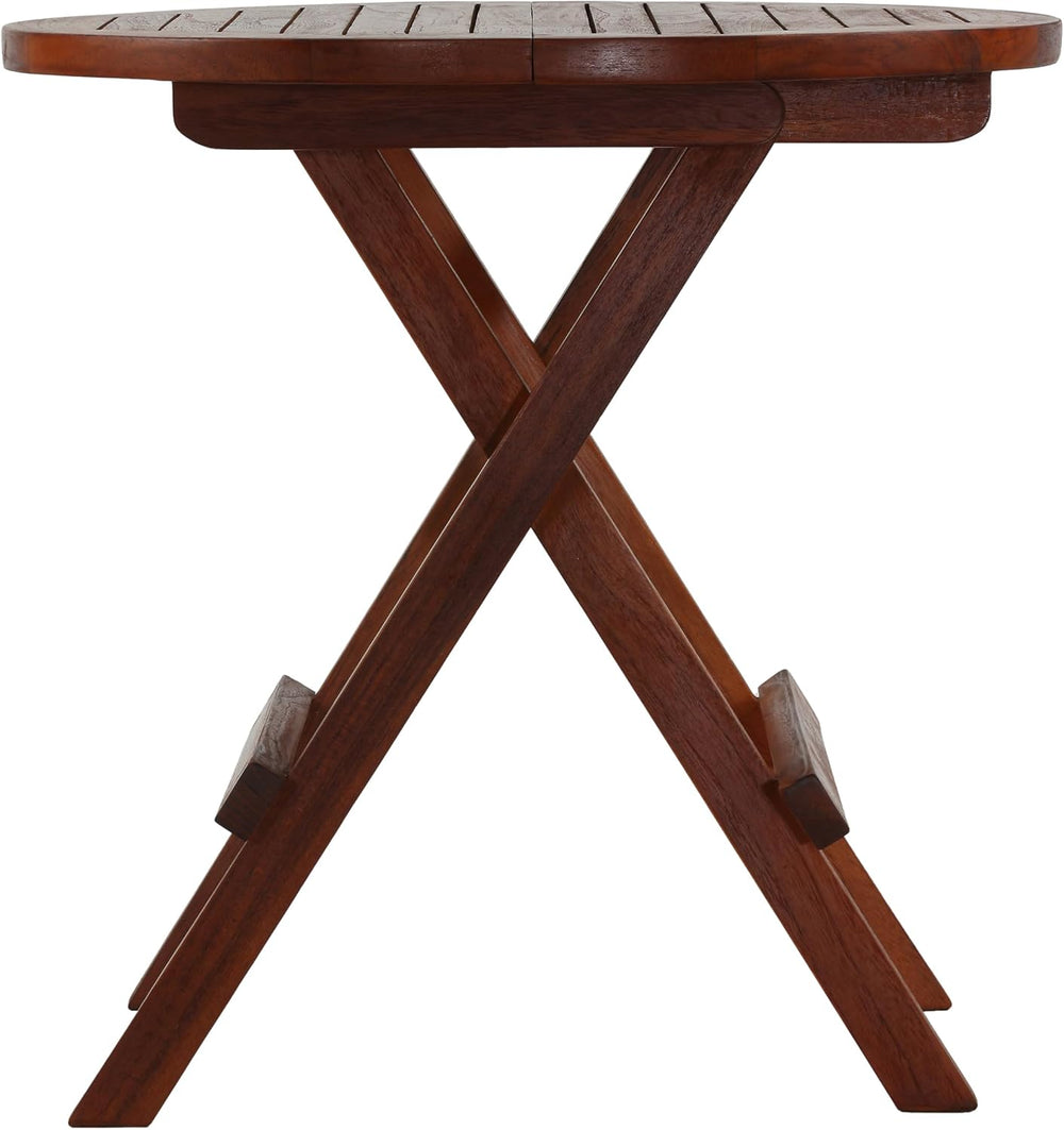 Bare Decor Karlyn Round Folding End Table in Teak Wood, 20"