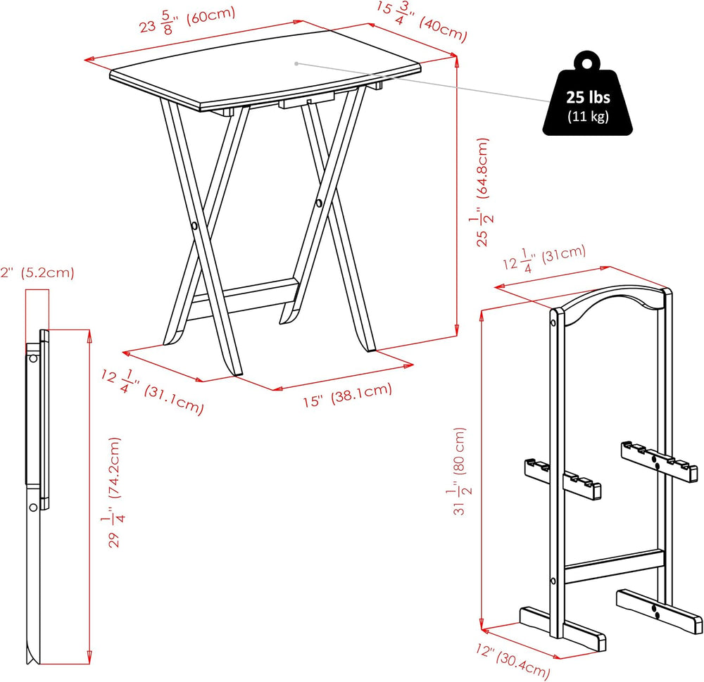 Winsome Dylan Set of 4 Oversized Foldable Snack Tables, Espresso, 26"