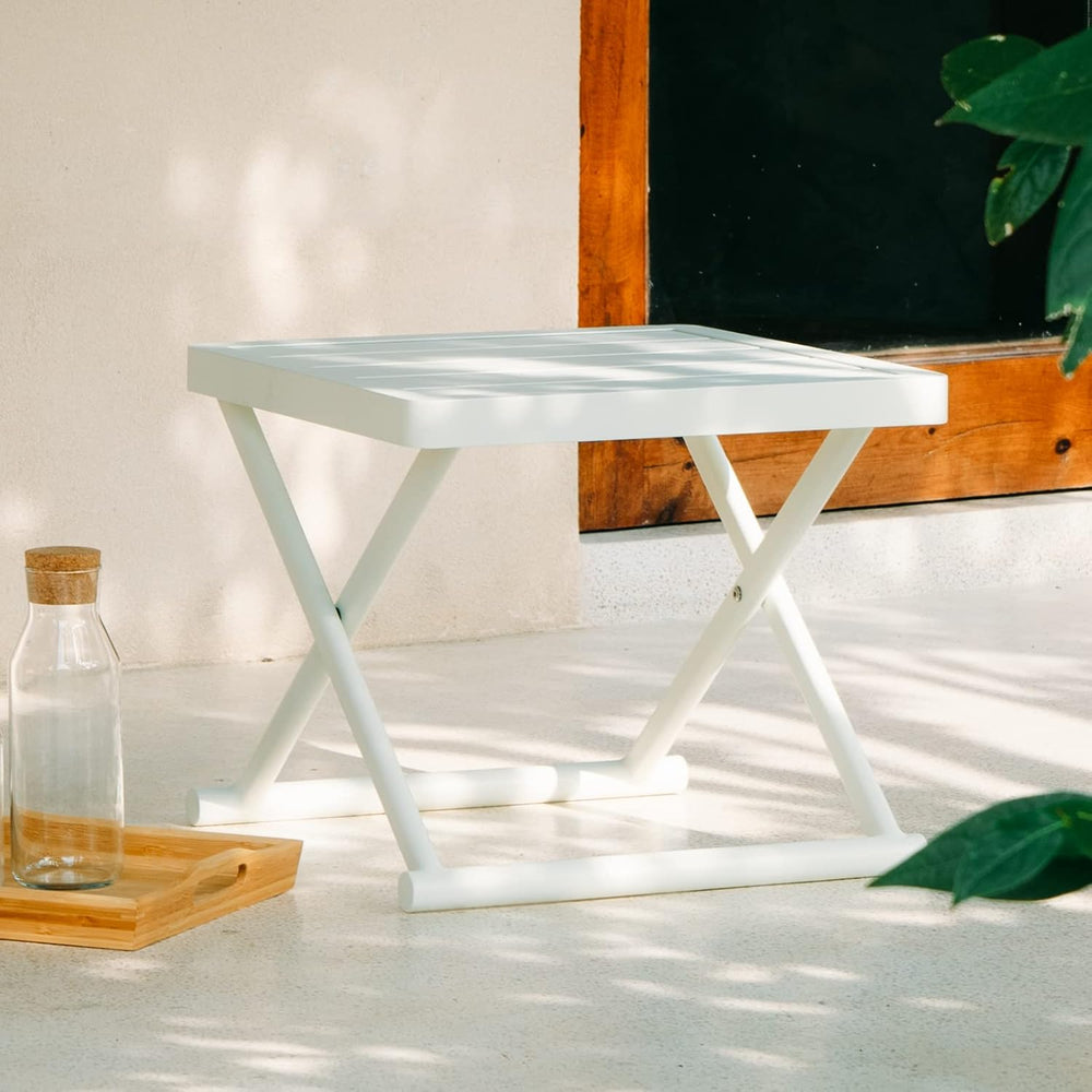 Outdoor Folding Table for Patio Square Side Table for Camping and Picnics