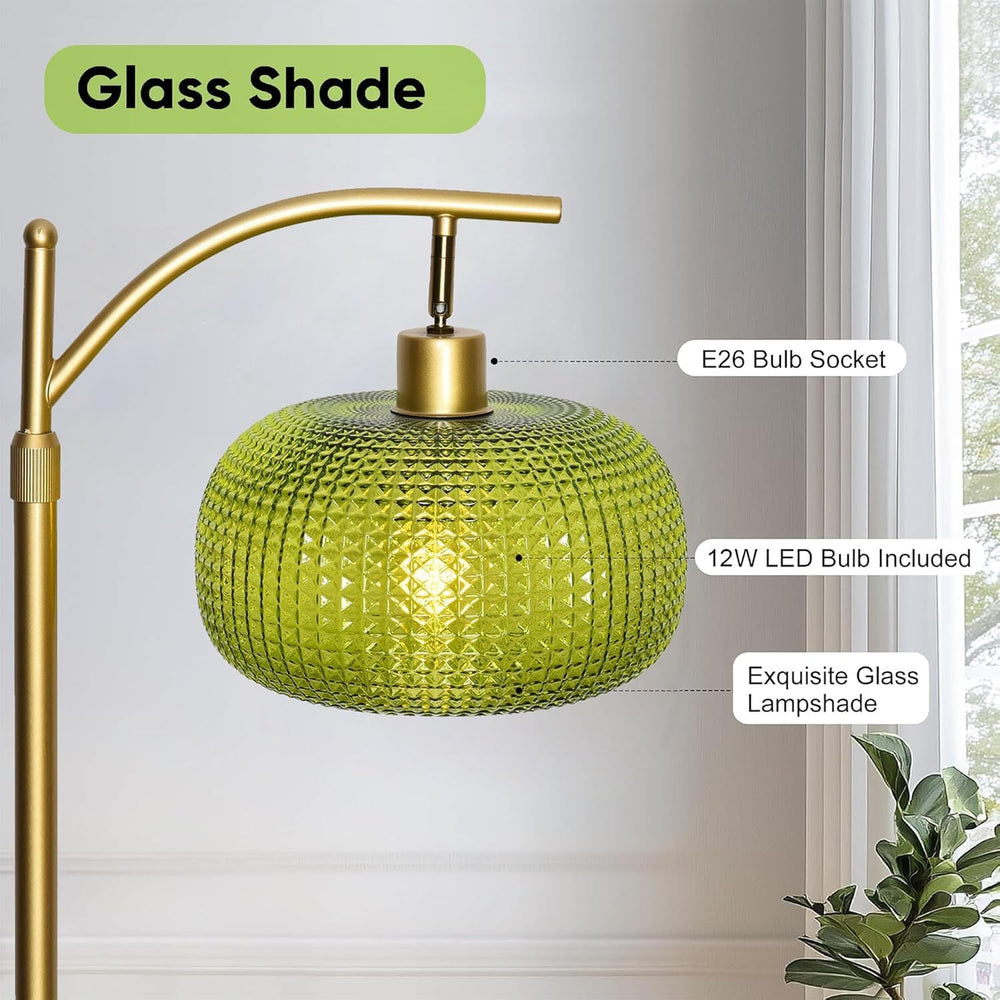 Modern Floor Lamp for Living Room, Mid Century Standing Lamp Green Shade