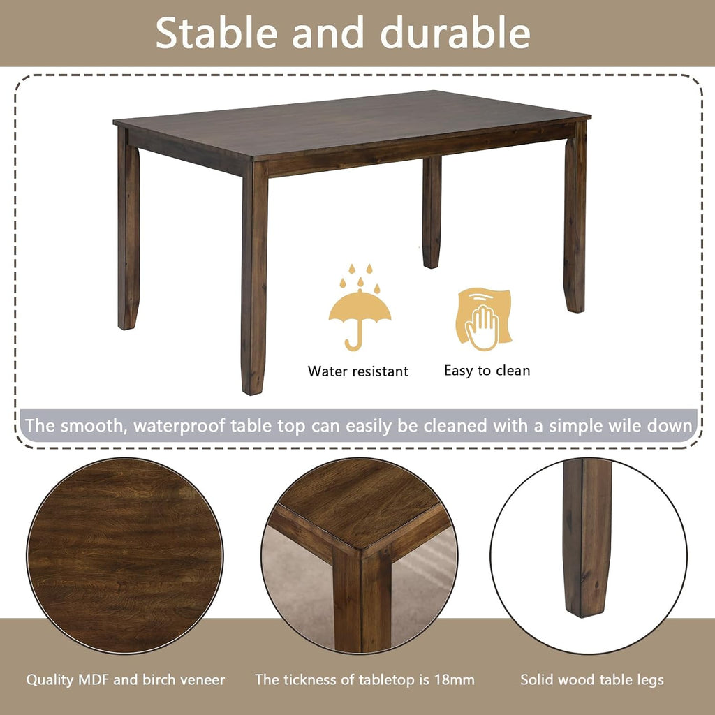 keiki 6-piece standard height dining table set with showing dimensions