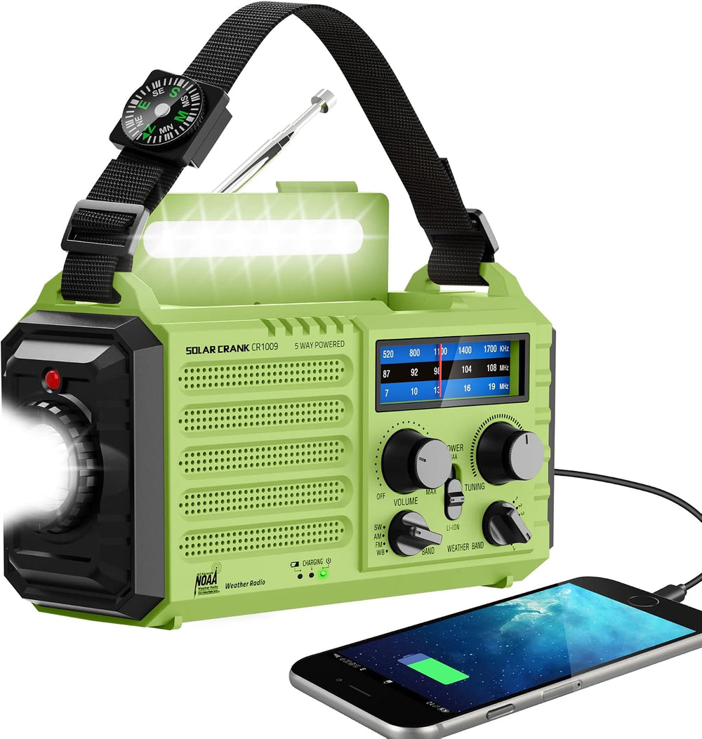 NOAA Weather Radio, Hand Crank Emergency Radio Solar Battery Operated AM FM