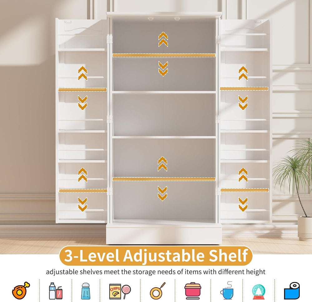 kepptory 47" Freestanding Kitchen Pantry Cabinet with Adjustable Shelves