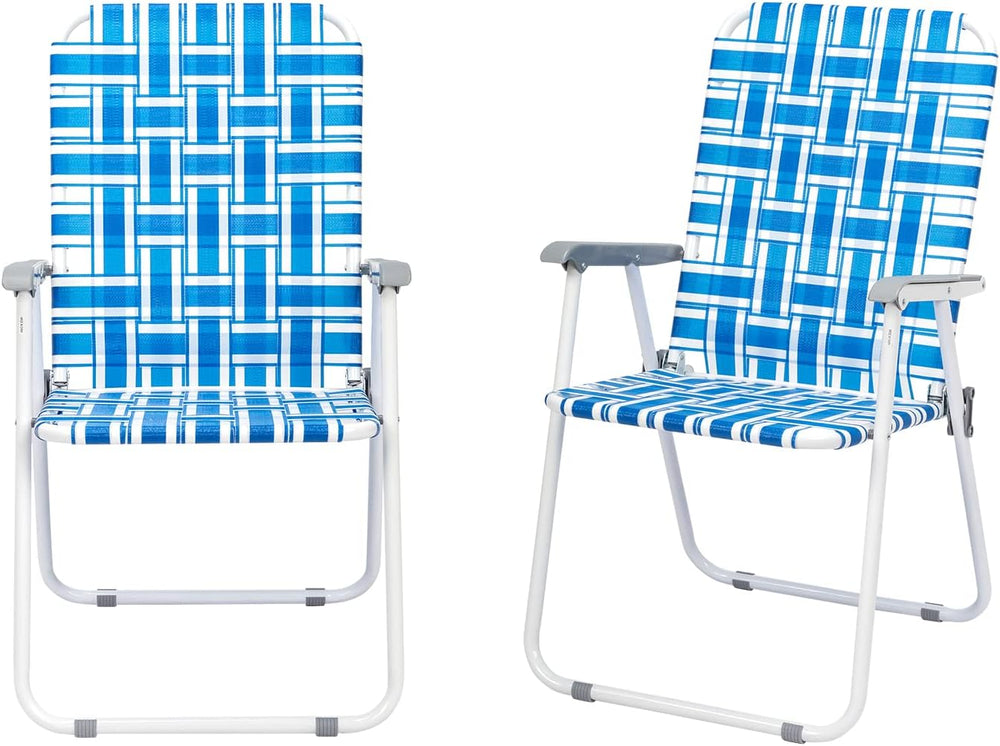 Outvita Webbed Lawn Chairs Set of 2, Easy Open & Lightweight Blue