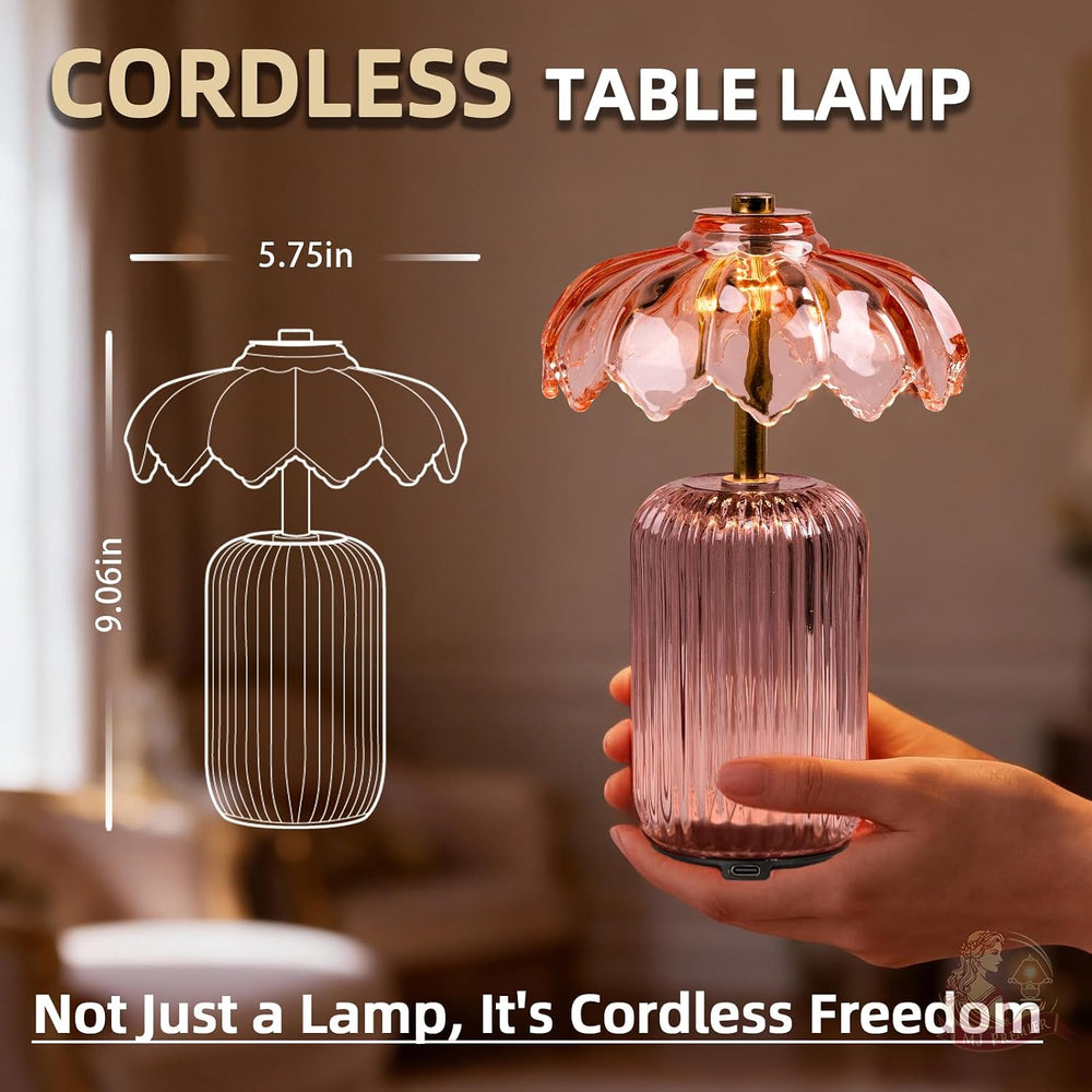 MJ PREMIER Rechargeable Table Lamp, Small Cordless Lamp with Timer, Pink