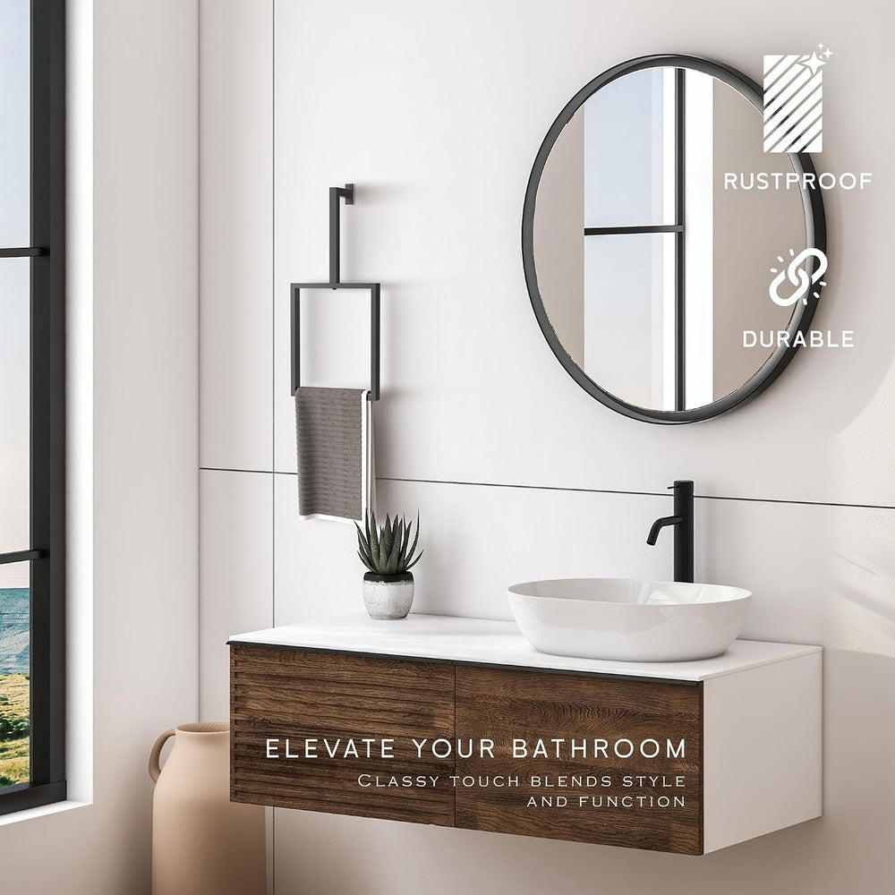 Unique Vertical Towel Rack Wall Mounted for Bathroom, Metal Square Towel Hold...