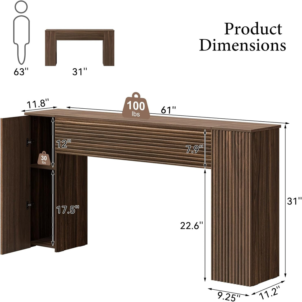 fabato 61” fluted long console table with 2 shown in use