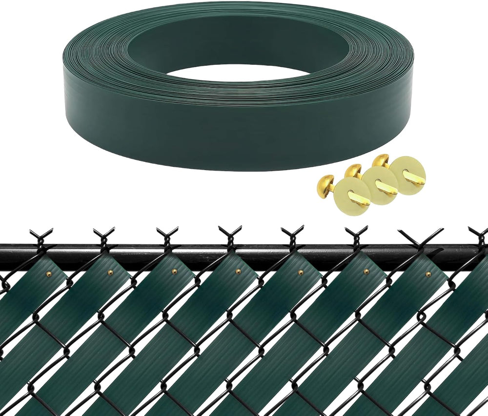 HTTMT- Green Chain Link Fence Privacy Slats Tape w/Brass Fasteners, Green, 1....