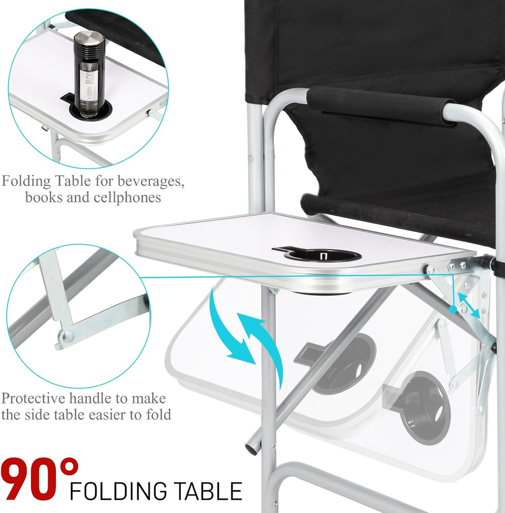 Outvita 4 Piece 26" Tall Directors Chair Height Seat Folding with Side T...