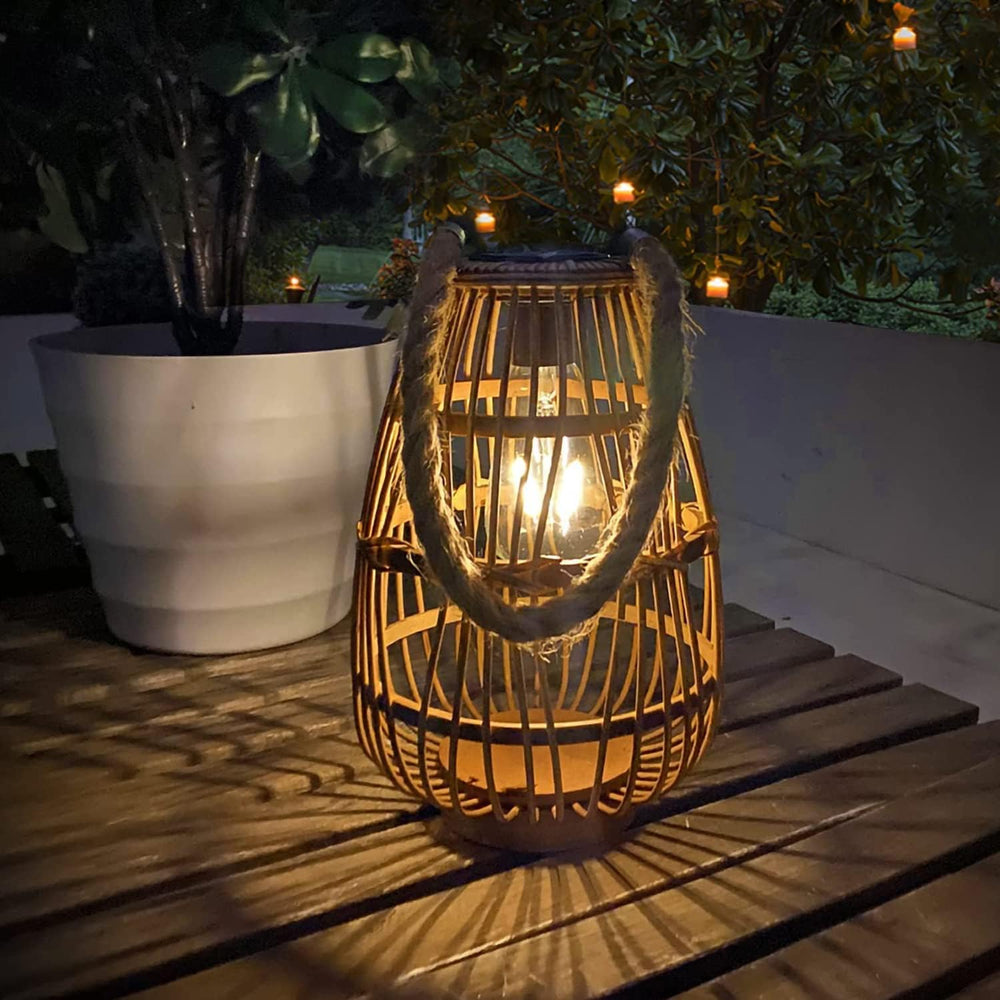 Solar Lantern Outdoor Waterproof Large Hanging/Tabletop Rattan Lanterns