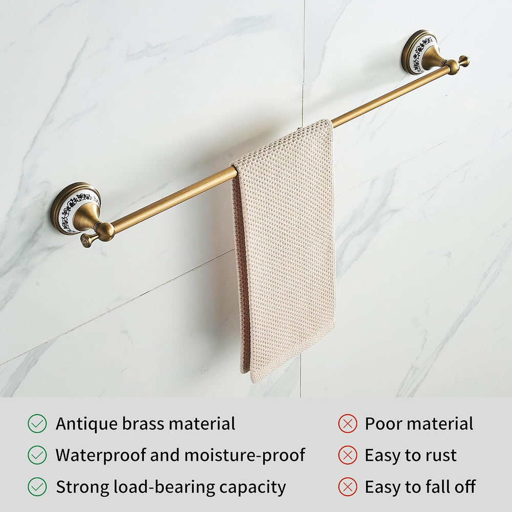 Antique Bronze Brass Towel Bar,Adjustable 15.5 to 27.5 Inch Bath Towel Bar Ra...