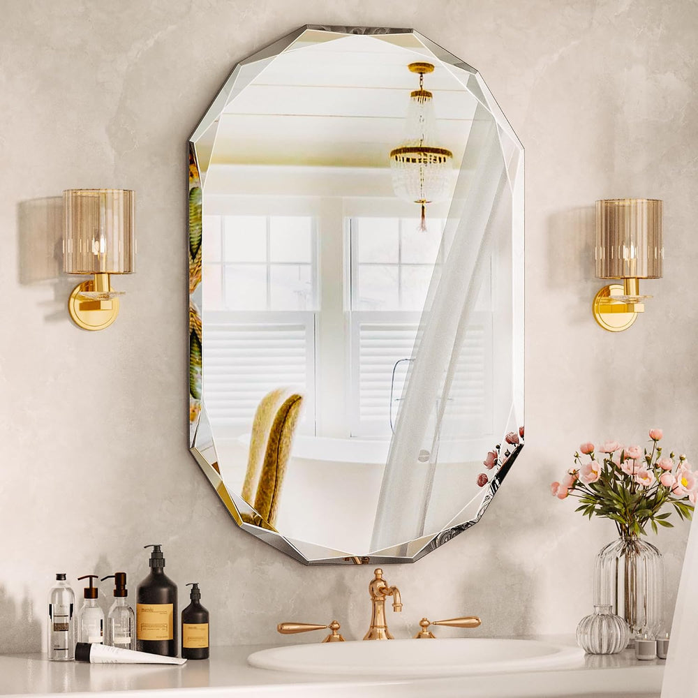 Suidia Bathroom Mirror, 24"x 36" Wall Mirror, Frameless Bathroom Mi...