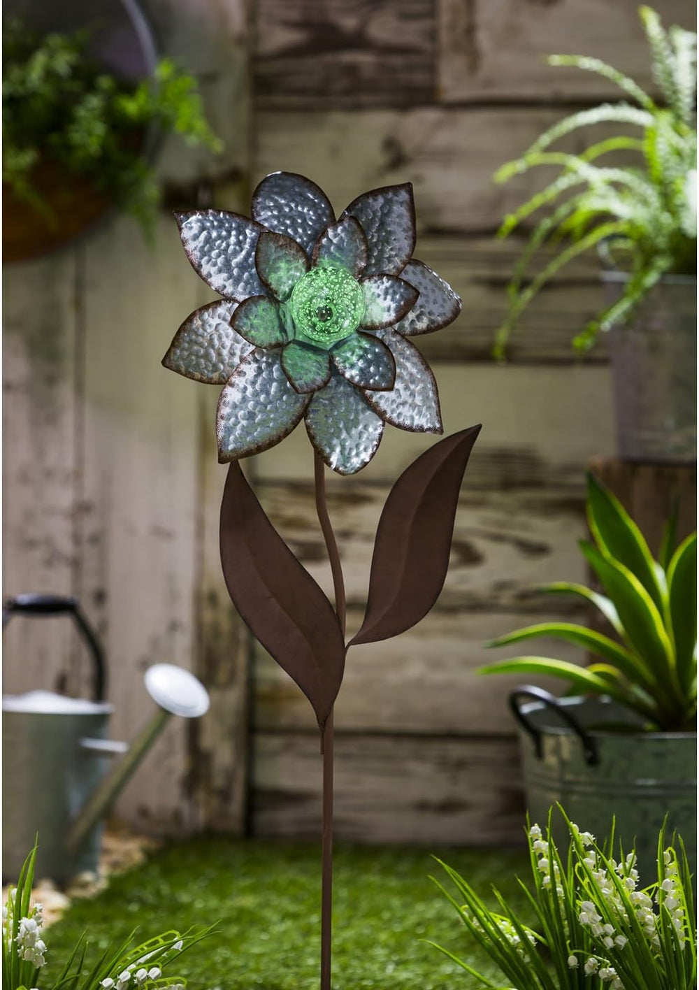 Evergreen Garden Beautiful at Ease Glow in The Dark Galvanized Garden Stake -...