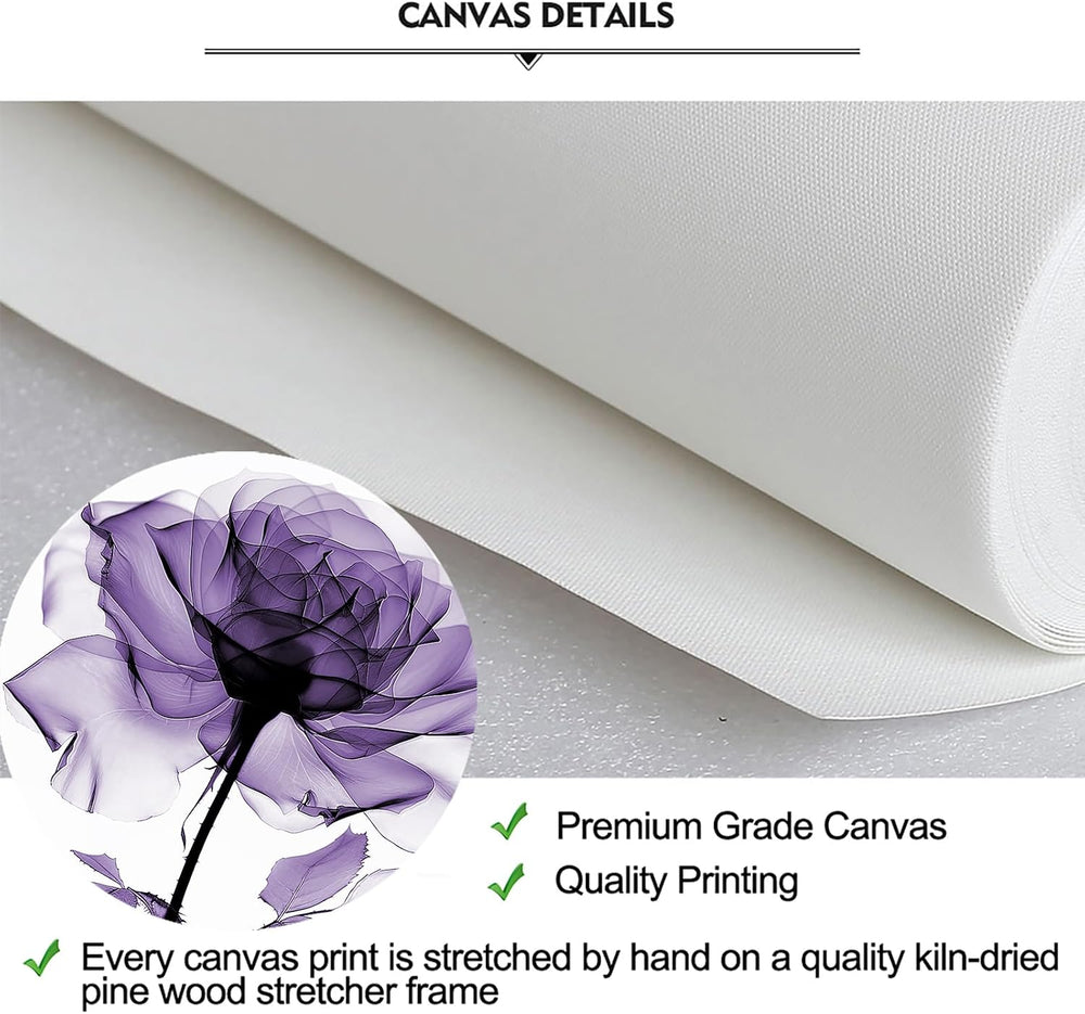 iKNOW FOTO 4pcs X-Ray Purple Flower Wall Art Print Set - Minimalist Floral Pl...