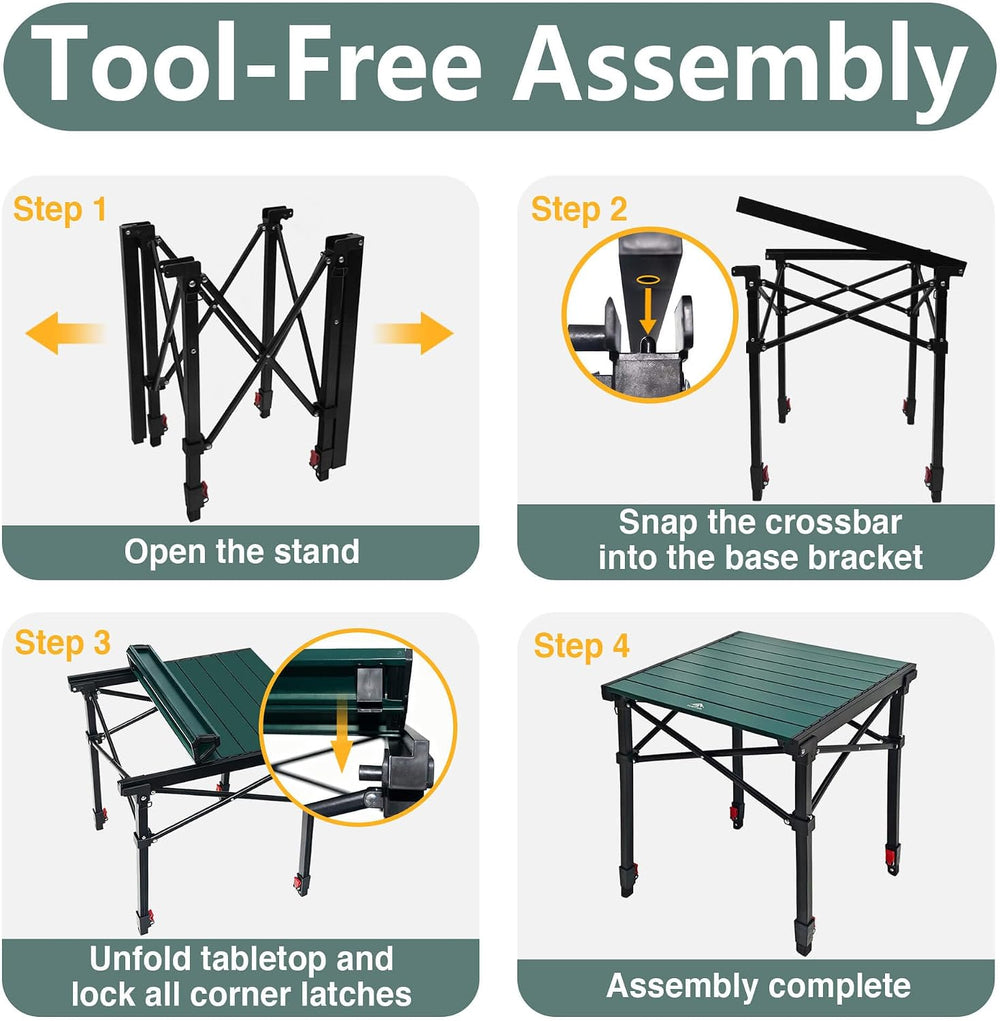Portable Folding Camping Table Lightweight with Adjustable Height