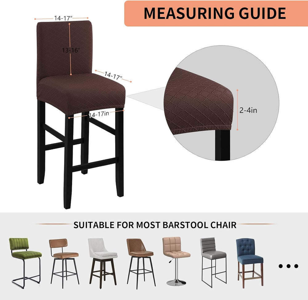 Fuloon Waterproof Barstool Covers Chair Slipcovers, Chocolate, 4 Pack