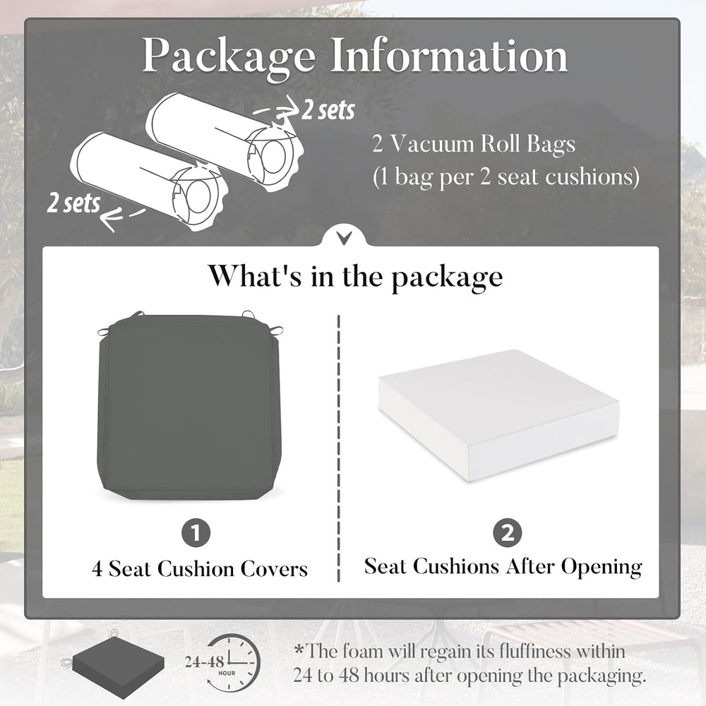 Basic Beyond Outdoor Chair Cushions for Patio Furniture, Waterproof Outdoor S...