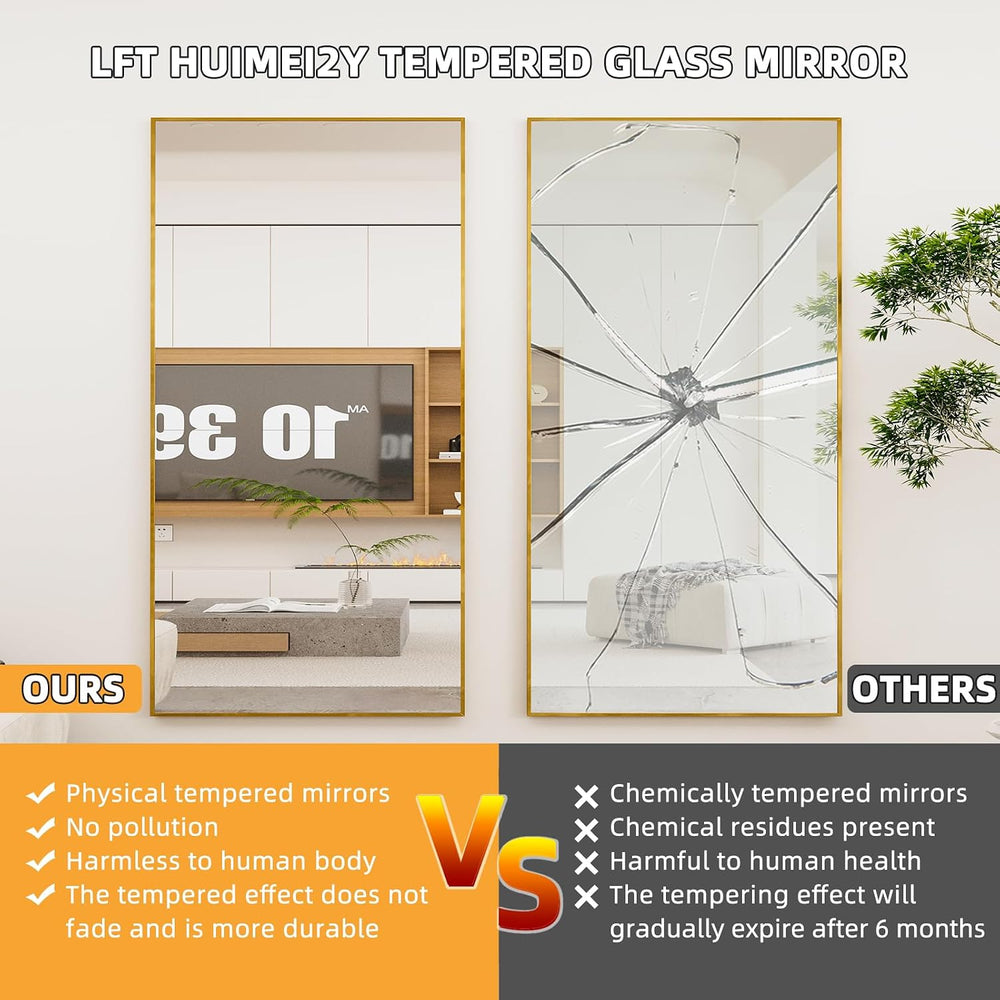LFT HUIMEI2Y 76"x34" Full Length Mirror, Gold Floor Mirror