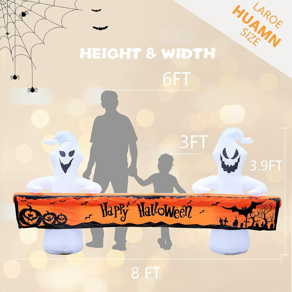 MUMTOP Halloween Outdoor Inflatable Ghost Yard Decor with Happy Halloween