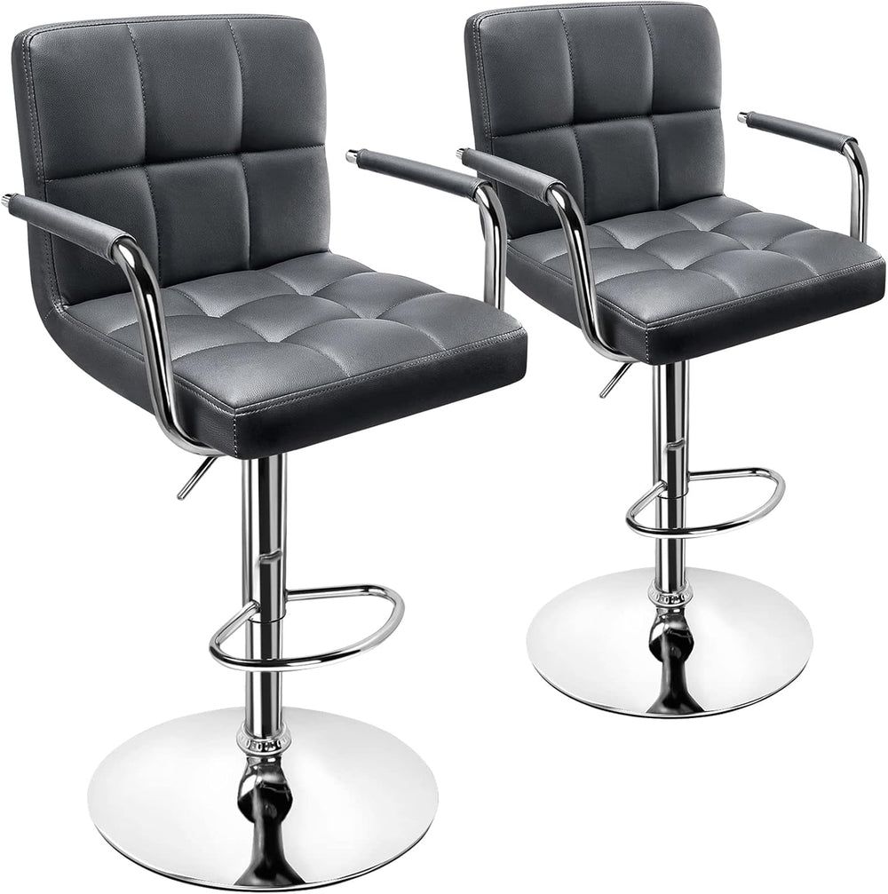 Huracan PU Leather Bar Stools Set of 2, 360° Swiveling Height Adjustable Bars...