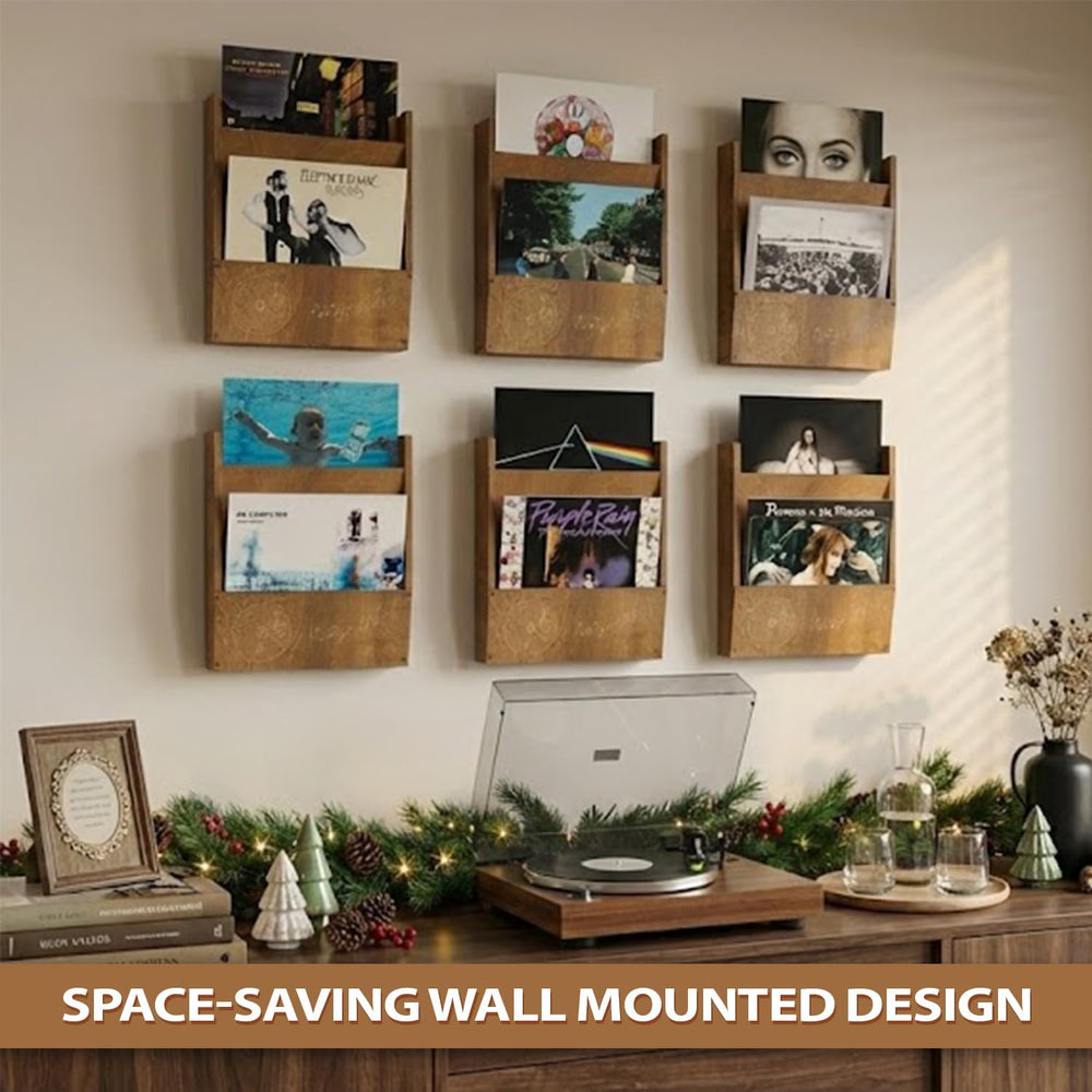 2 Sets Vinyl Record Shelf Wall Mount, Album Record Holder Display, Floating S...
